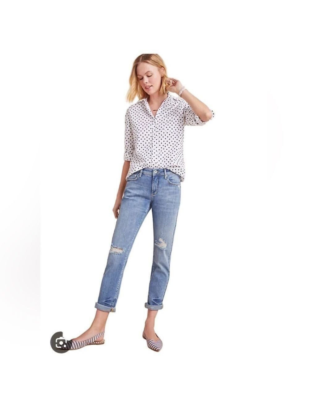 Pilcro & Letterpress Slim Boyfriend Jeans Womens 26 Distressed